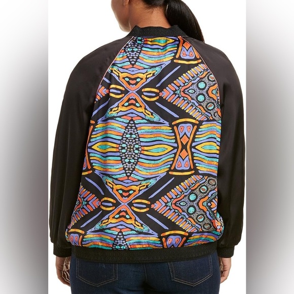 Melissa McCarthy Seven7 Reversible Colorful Abstract Bomber Jacket  Size 4x - Picture 3 of 14